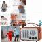 2016 Hot Sale Portable Leather Vintage Radio Wooden Alarm Clock Retro Radio