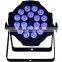 China dmx 512 indoor 18pcs rgbwa 5in1 cob led dmx rgb color mixing led par can