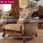 American antique style genuine leather and fabric wooden sofa for living room furniture N-247