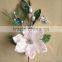 Christmas indoor decorations artificial velvet pink poppy flowers christmas pick with peacock feather