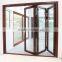 Broad Factory wood clad aluminum Bi-folding glass three sash door design for homes