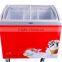 sliding glass door chest freezer,curved glass chest showcase