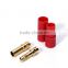 Power adapter HXT 3.5mm gold plated bullet banana plug connector with red plastic housing
