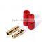 Power adapter HXT 3.5mm gold plated bullet banana plug connector with red plastic housing