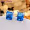 New Elegant Big Sapphire Blue Zircon Stud Earrings for Women Platinum Plated Gold Earring Crystal Earring