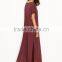 Burgundy Side Slit Loose Fit Tee Maxi Dress for Woman