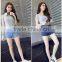 Korean Plus Size Thin Slim-fit High Waist Female Denim Shorts Retro Blue