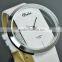 Fashion Transparent Case White Leather Band Quartz Lady Watch