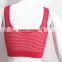 Fitness v-neck sports bra with fishmesh hole