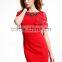 Knee-Length backless embroidery lace sleeve evening dress red short patterns