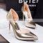 Classic Ladies Noble Sexy Lace 10 cm Round Head Waterproof T Shallow Mouth High Heels Shoes