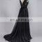 2017 Sexy ZZ-E004 Sleeveless Thin Chiffon Ruffle Black Long Evening Dress