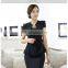 Fashion Style Pure Color Round Collar T-Shirt Suit with Hem for Office Lady