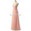 Sexy Backless Pink Chiffon Evening Dresses Long 2017 Fast Shipping Pleats A-line Spaghetti Strap Prom Dress Bridesmaid Dresses