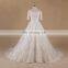 Honorable Off Shoulder 1/2 Sleeve Long Train A-line Lace Wedding Dress