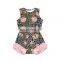 cactus pattern blooming flower purple stripe printing Toddlers loose Newborn Bodysuit ruffle Girl Romper