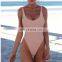 hot sale Solid color backless women's swimwear one piece bikini