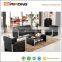 Most popular stainless steel frame leather tempered glass teapoy