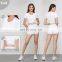 Cross Waist Sports Crop O Neck Short Sleeve Tennis Tops Wholesale Women Fixed Cups Gym Tank Bras