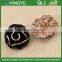 wholesale black flower metal shank zinc alloy button 15753