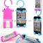 Pink silicone rubber and stainless steel music listening mobile holder