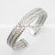 Silver Twisted Stainless Steel Braided Cuff Bangle Bracelet