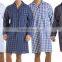 Hot Sale Men's Thermal Long Sleeve Cotton Check Knitted Stripe Nightshirt