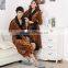 Simple Luxury coral fleece leopard couples terry bathrobe