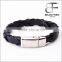 Wholesale Stainless Steel Strap Leather Bracelets For Men with Stainless Steel Clasp