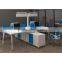 Modern Four People Office Workstation Metal Leg