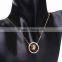 Gold Women Metal Ring Stick Pendant Charming Necklace