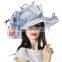 White and Black women's church wedding derby hat floral fascinator wide brim organza hats