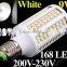 200V/110V 840LM 9W E27 Led Lamp 168pcs SMD 3528 LED Corn Light Bulb Lamp Warm White/ White Led Light Bulb