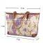 Heavy washed canvas leather flower printing shopping bag ladies canvas bag tote bag