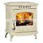 classic cast iron wood burning stove with boiler