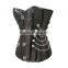 waist slimming steel bone corset in black