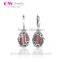 Wholesale Sterling Silver Earring Hooks Red Zircon Earring Trendy Earrings