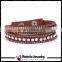 Fashion Slake Double Wrap Leather Bracelet with Biling Full Crystal