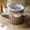 100%Handmade white wicker cup shape flower plant basket wicker baskets for plants