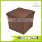 Brown Stain Resistant Folding Polyester Linen Storage Ottoman