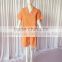 Orange/Green Solid Stripe Unisex Pajama Sets V-Neck Short Sleeve Sleepwear Summer/Autumn Couple Spa Shirt+Pants Pajama Sets