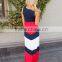 Wholesale mother and daughter's long dress for beach travel fashion red and navy