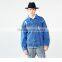 Men's washed distressed broken holes heavy denim jacket with button back