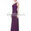Fashion Sleeveless Dress Long Knitted Elegant One-Shoulder Off Purple Women Dress For OEM