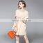 New Dresses Women Clothes Elegant Fashion Middle Sleeve round collar With Elastic Waist Dresses