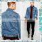 Mens Punk Spike Studded Shoulder Blue Denim jacket