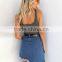 B33761A Autumn women irregular ripped fishtail denim Skirt