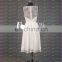 CE742 New Arrival Beautiful Round Neck Lace Tea-length White Bridesmaids Dresses