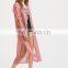 Tassel tie front roll sleeve slit beach kimono