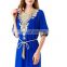 Embroidery gown with belts rayon soft and comfortable plain Abaya Muslim dresses(Mu052001)